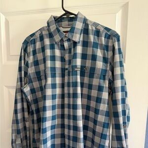Wrangler Teal and White Plaid Men's Shirt